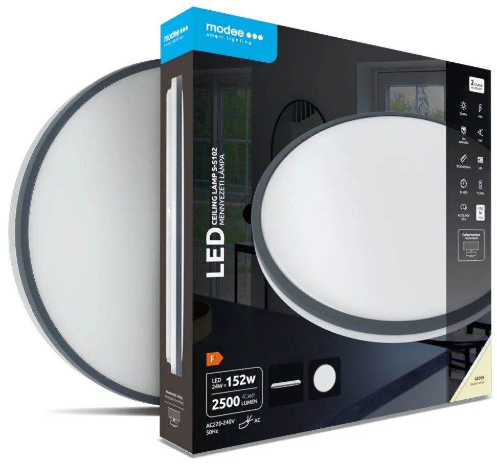 Modee Mennyezeti LED Lámpa 24W 4000K D336x55mm S-S102 (2500 lumen) ERP