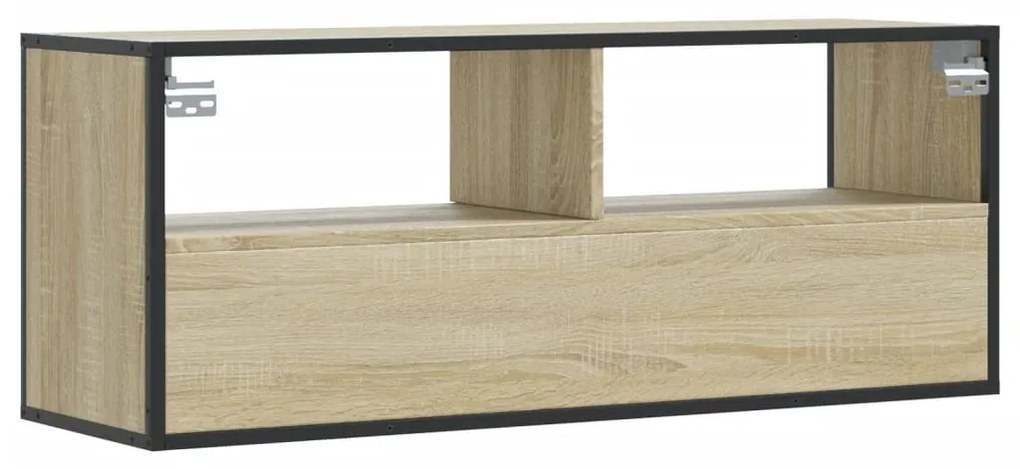 sonoma tölgy színű szerelt fa és fém TV-szekrény 100x31x39,5 cm