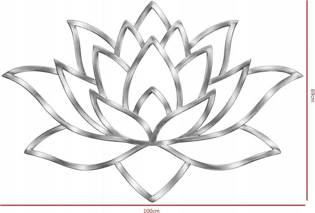 Modern fali dekoráció lótuszvirág rozsdamentes acél 100x69 cm Glamour