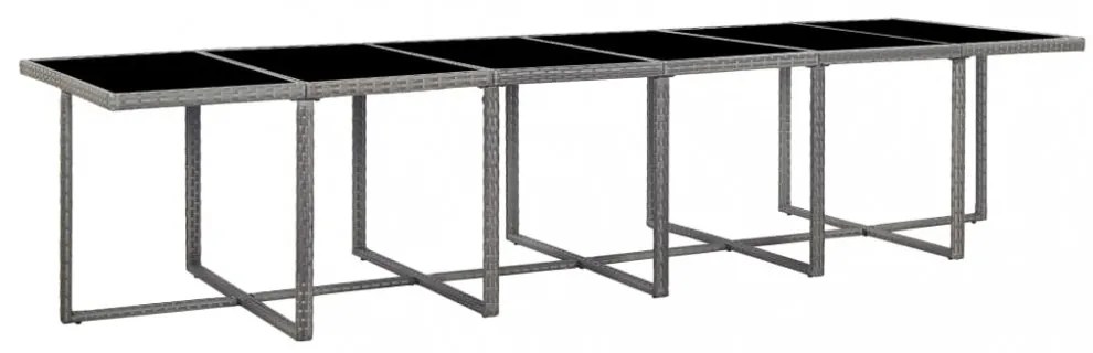 17 részes szürke polyrattan kültéri étkezőgarnitúra párnákkal
