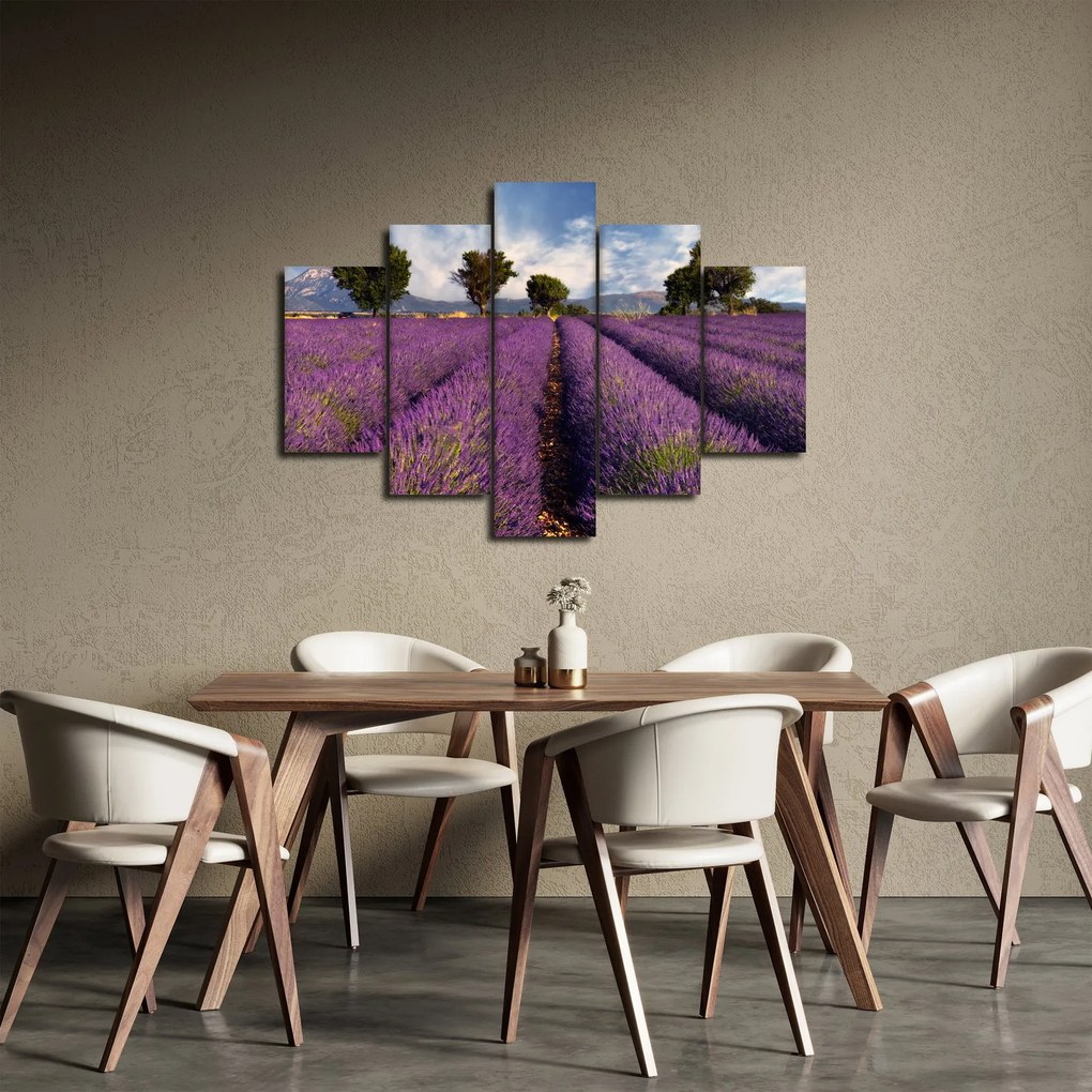 Kép - Levendula mező és hegyek (150x105 cm)