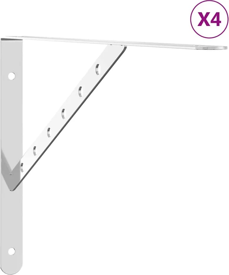 vidaXL 4 db ezüstszínű rozsdamentes acél polctartó 40 x 2,5 x 25 cm