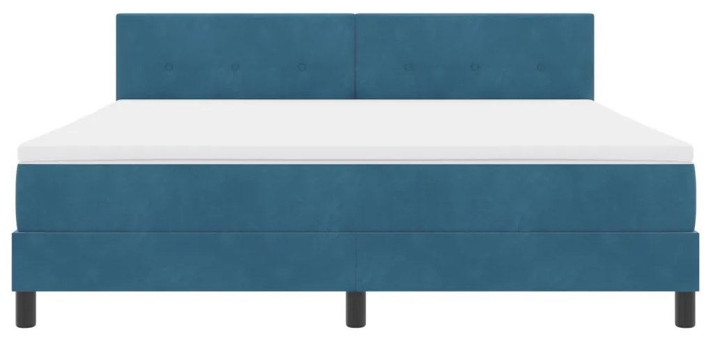 Boxspring Ágy Matraccal Sötétkék Szuper Király Bársony