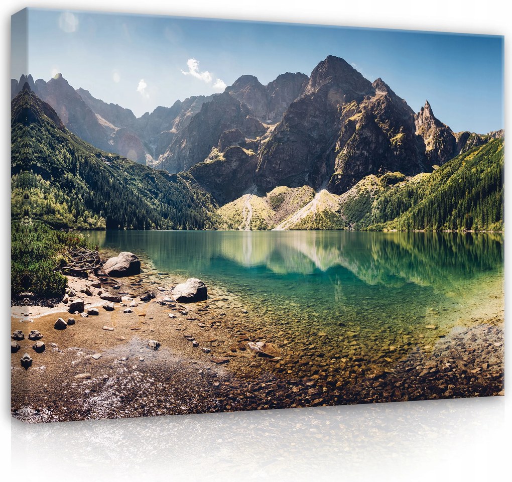 Vászonkép Hegyek Táj Tó 120x80