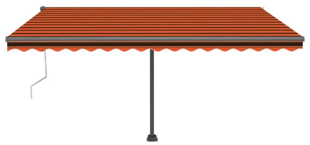 narancssárga-barna szélérzékelős és LED-es napellenző 450x300cm