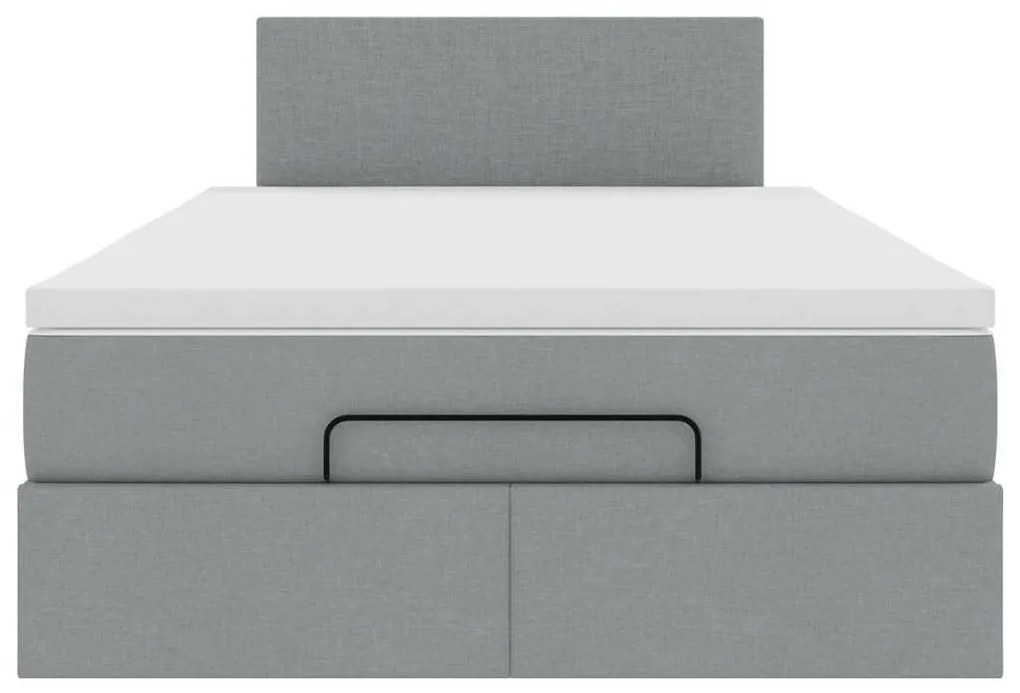 Ottomán ágy matraccal világosszürke 120x190 cm szövet