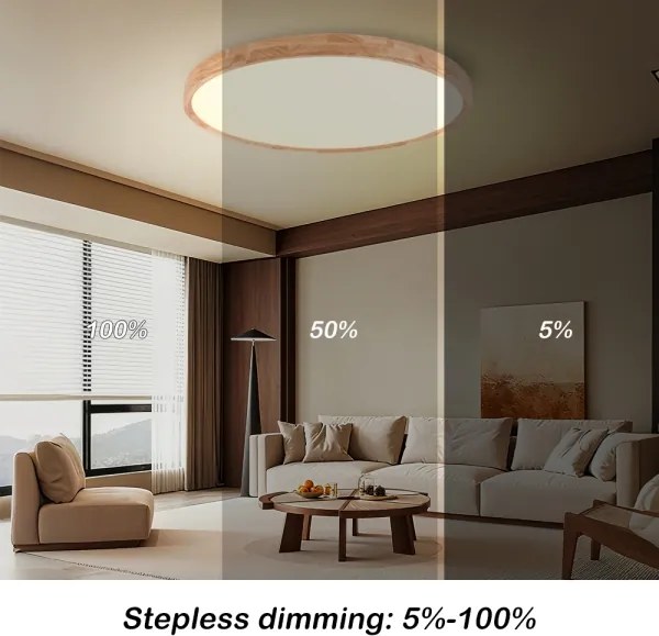 Brilagi - Dimmelhető LED lámpatest WOODROUND LED/70W/230V 3000-6000K Ø 80 cm + távirányító
