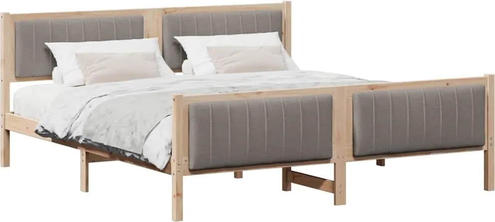 vidaXL Ágykeret fejtámlával Barna és taupe 180 x 200 cm Tömör fenyőfa