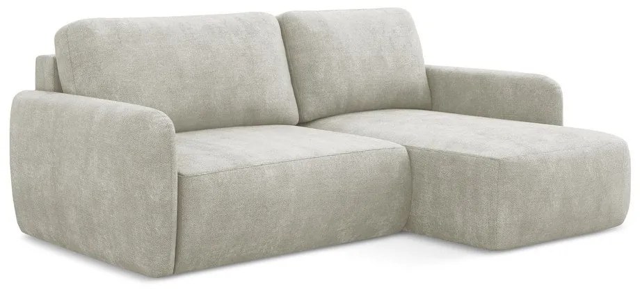 Krémszínű zsenília kinyitható-tárolóhelyes sarokkanapé (jobb oldali-heverő résszel) Lilo – Makamii