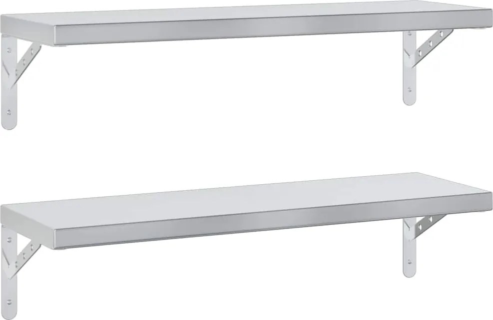 vidaXL 2 db ezüstszínű rozsdamentes acél fali polc 75 x 23,5 cm