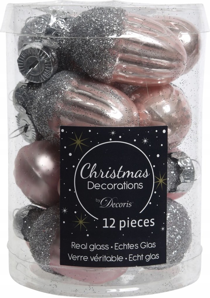 Üveggolyók makk púderrózsaszín mix 12 db-os