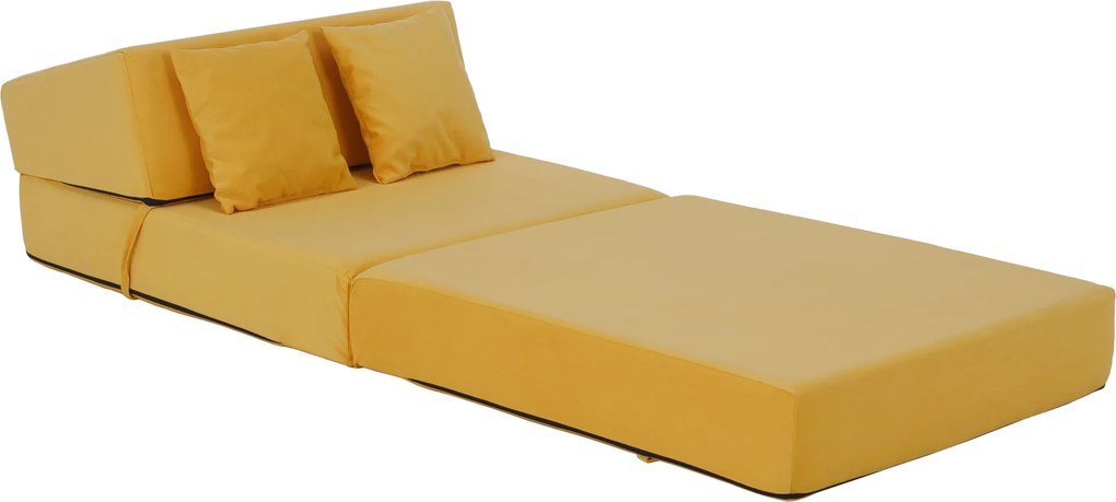 Összecsukható matrac/fotel, 2v1, sárga, PELOS