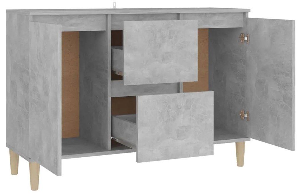 betonszürke szerelt fa tálalószekrény 101 x 35 x 70 cm