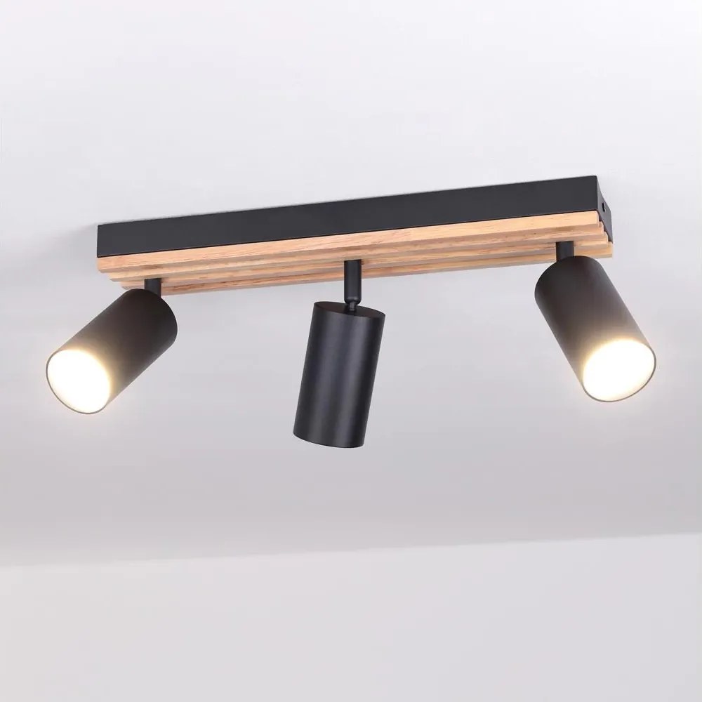Brilagi - SELE WOOD ACOUSTIC spotlámpa 3xGU10/30W/230V fekete/fa