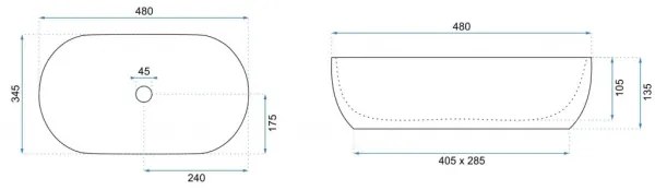 REA-U5060 - AMELIA ráültethető mosdó 34,5x48 cm kerámia/fa dekor