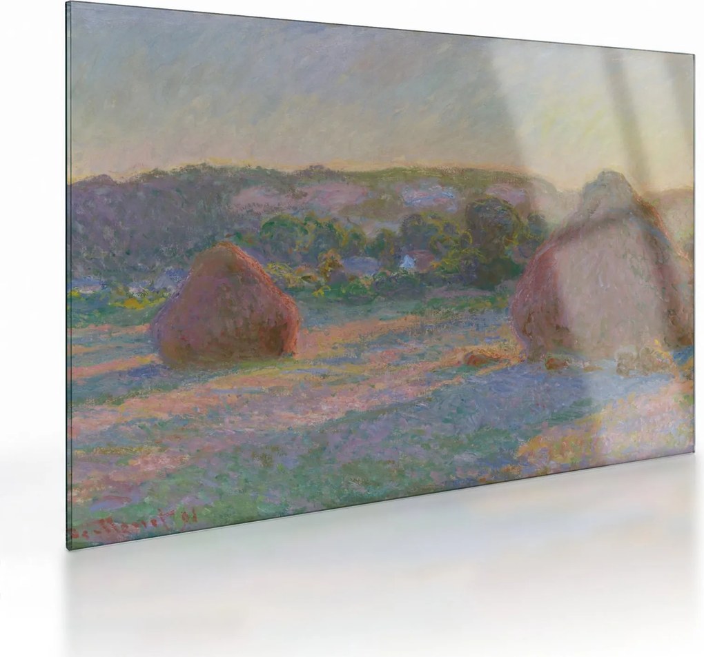 Üveg kép - Claude Monet, Stacks of Wheat (End of Summer) , reprodukciók (70x50 cm)