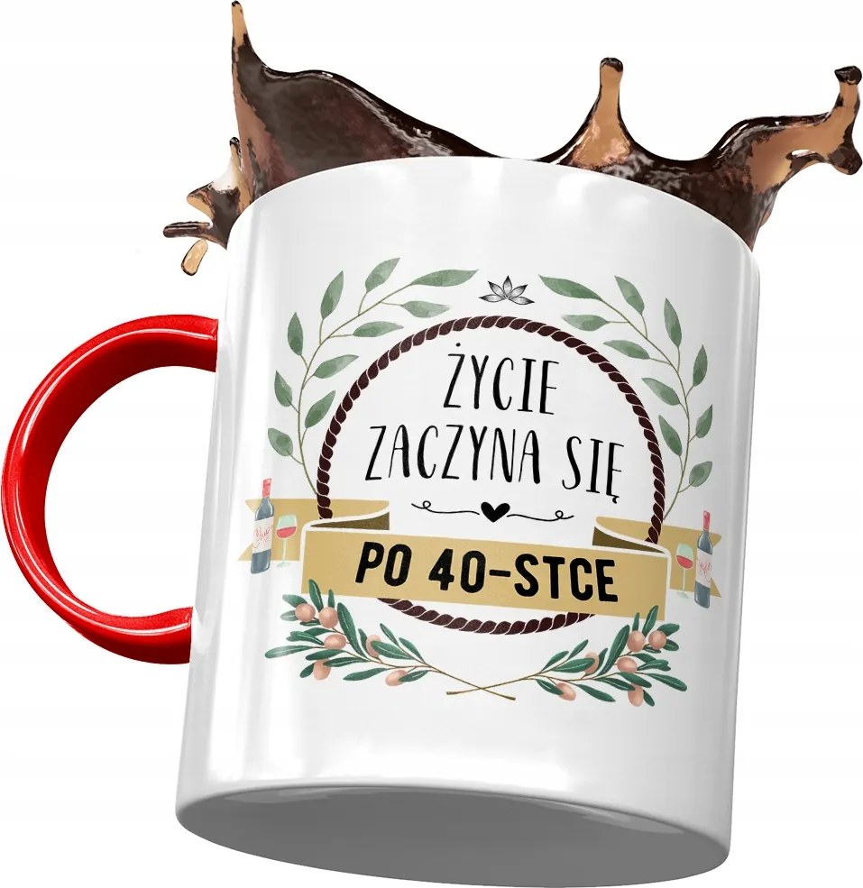 Piros Bögre Születésnapra 40 40-es 40-es Ajándék Nyomtatott Fotóval