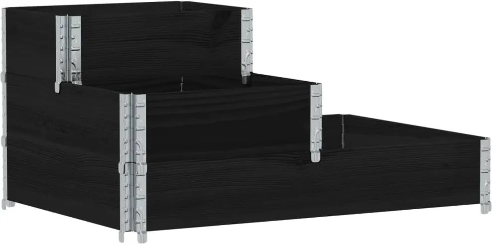 vidaXL 3 szintes fekete tömör fenyőfa magaságyás 120 x 80 cm