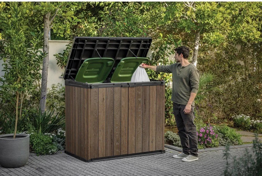 Sötétbarna műanyag kerti tárolódoboz Deco – Keter