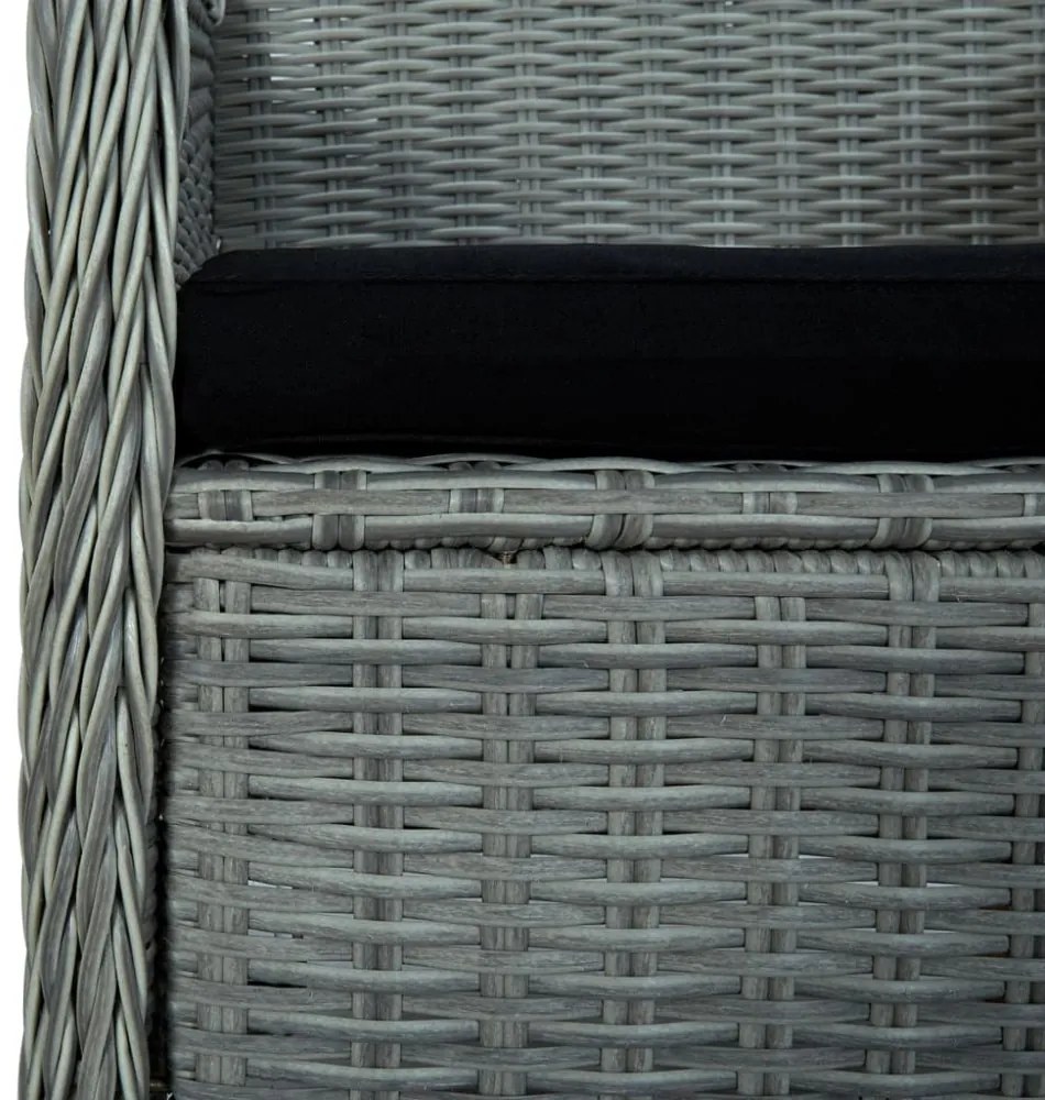 vidaXL 9 részes világosszürke polyrattan kültéri étkezőszett párnákkal
