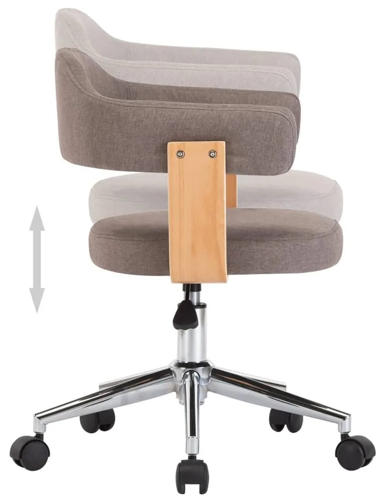 vidaXL 4 db tópszínű hajlított fa és szövet forgó étkezőszék