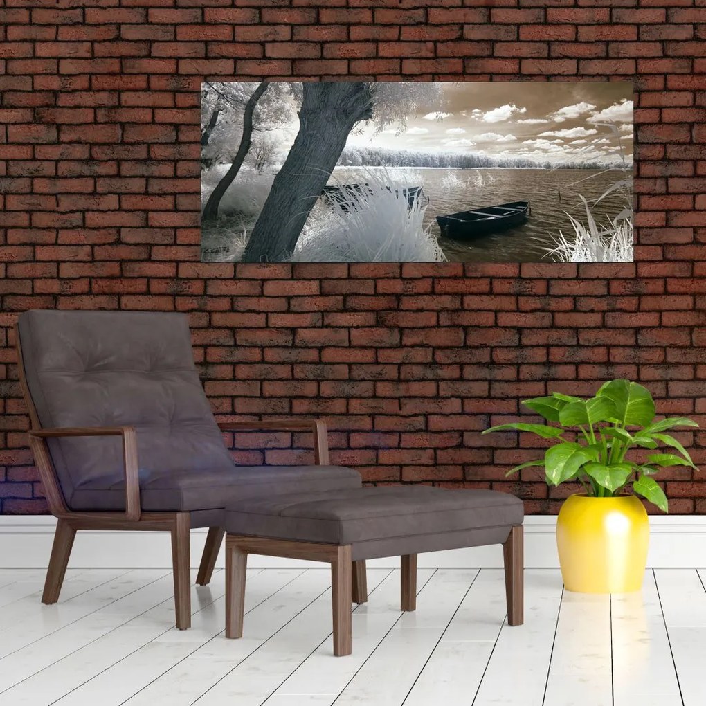 Egy csónak képe a tavon (120x50 cm)