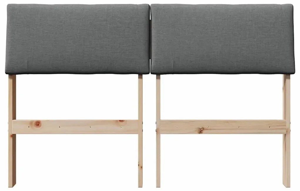 Kárpitozott fejtámla Sötétszürke 120 cm Tömör fenyőfa