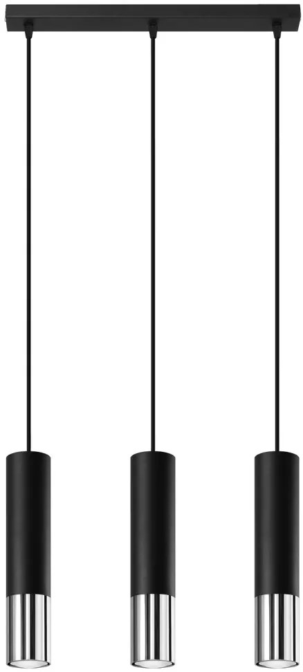 SOLLUX SL-0942 LOOPEZ Hengeres Függesztett Lámpa Króm, Fekete GU10 IP20