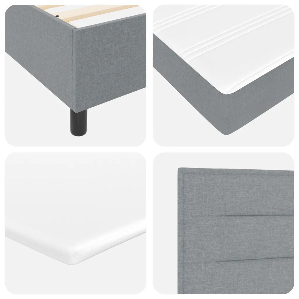 Boxspring Ágy Matrac Kép Barnás Szürke 200x200 cm Szövet