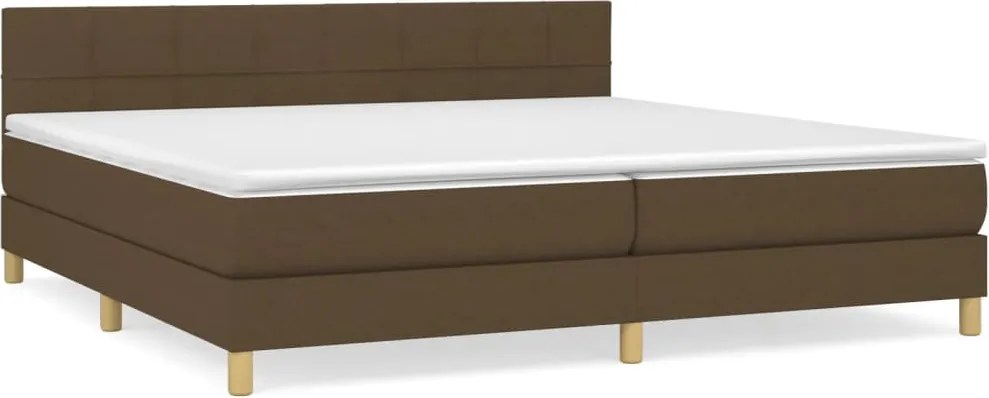 vidaXL sötétbarna szövet rugós ágy matraccal 200 x 200 cm