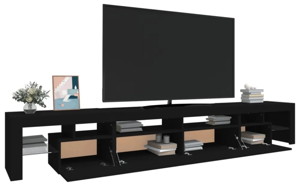 fekete TV-szekrény LED-világítással 260x36,5x40 cm