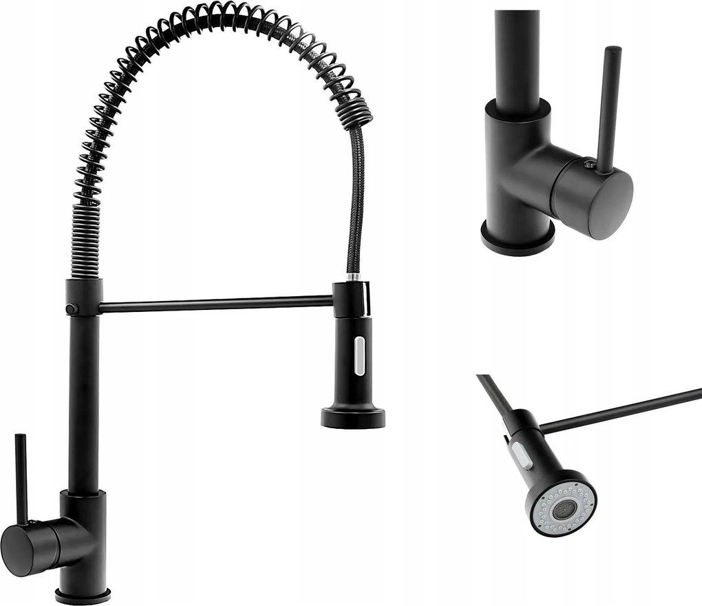 Konyhai Csaptelep Fekete Kihúzható gránit mosogató