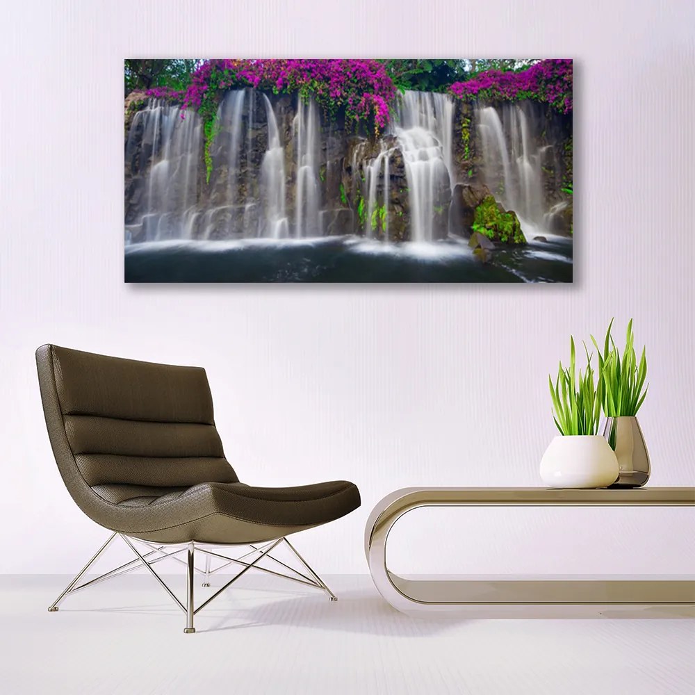 Fali üvegkép vízesés Természet 100x50 cm