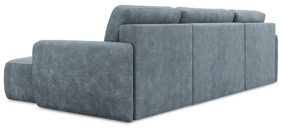 Szürkéskék zsenília kinyitható-tárolóhelyes sarokkanapé (U alakú) Lilo – Makamii