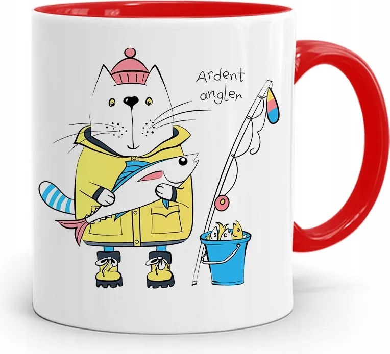 Piros Horgász Bögre Ardent Angler Ajándék fényképes nyomattal