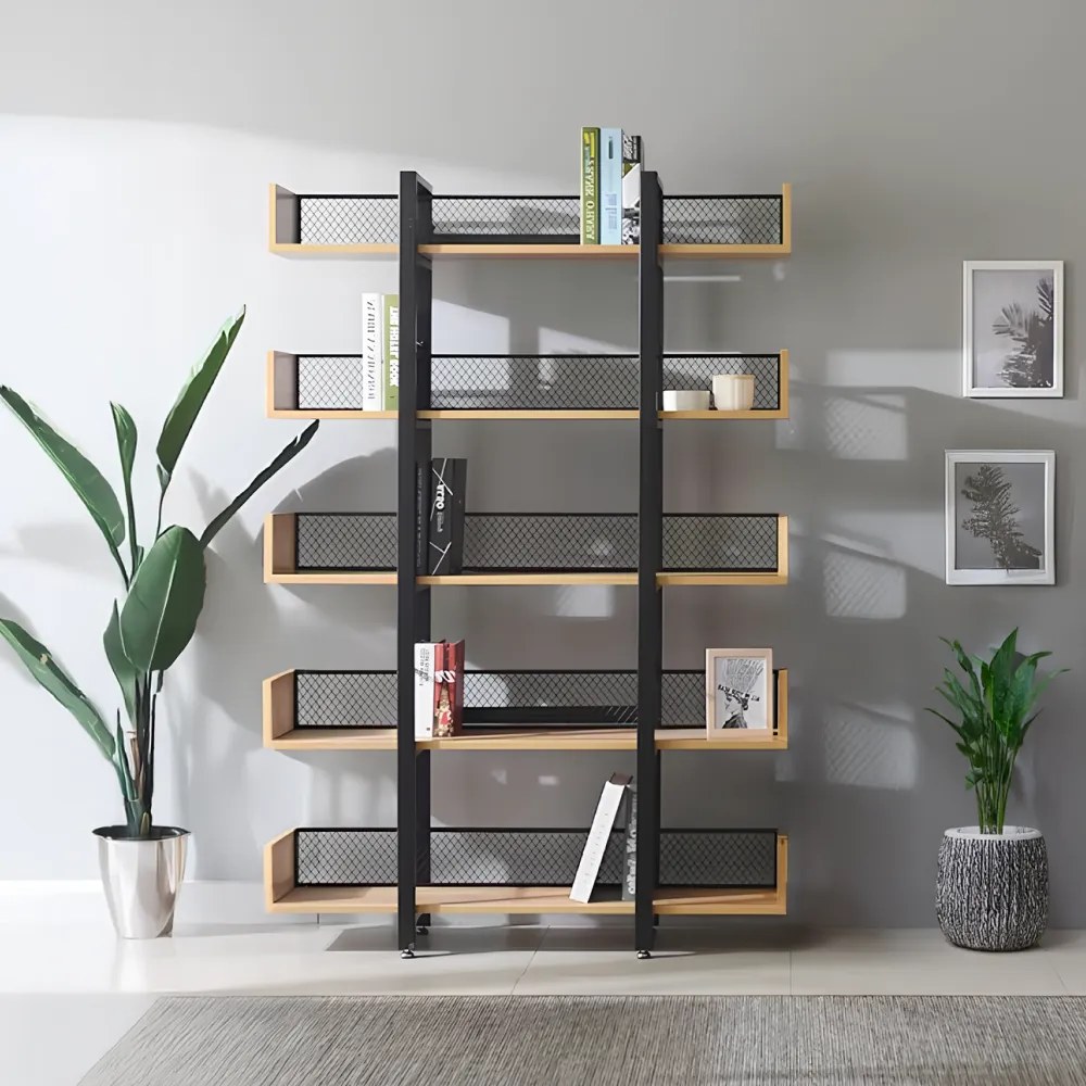 5 polcos polcállvány, tölgy/fekete, KILIS NEW TYP 2