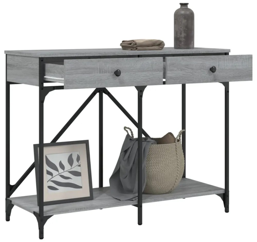 szürke sonoma színű szerelt fa tálalóasztal 100 x 39 x 78,5 cm
