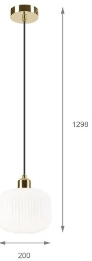 Csillár zsinóron HARMA 1xE27/15W/230V átm. 20 cm fehér/arany