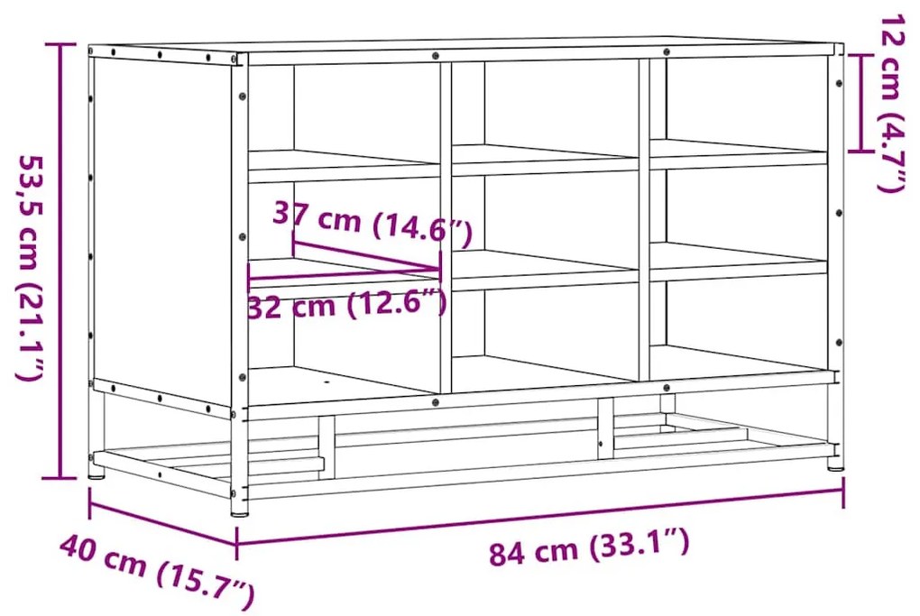 Cipőpad Fekete 84x40x53,5 cm Fából és fémből készült pad