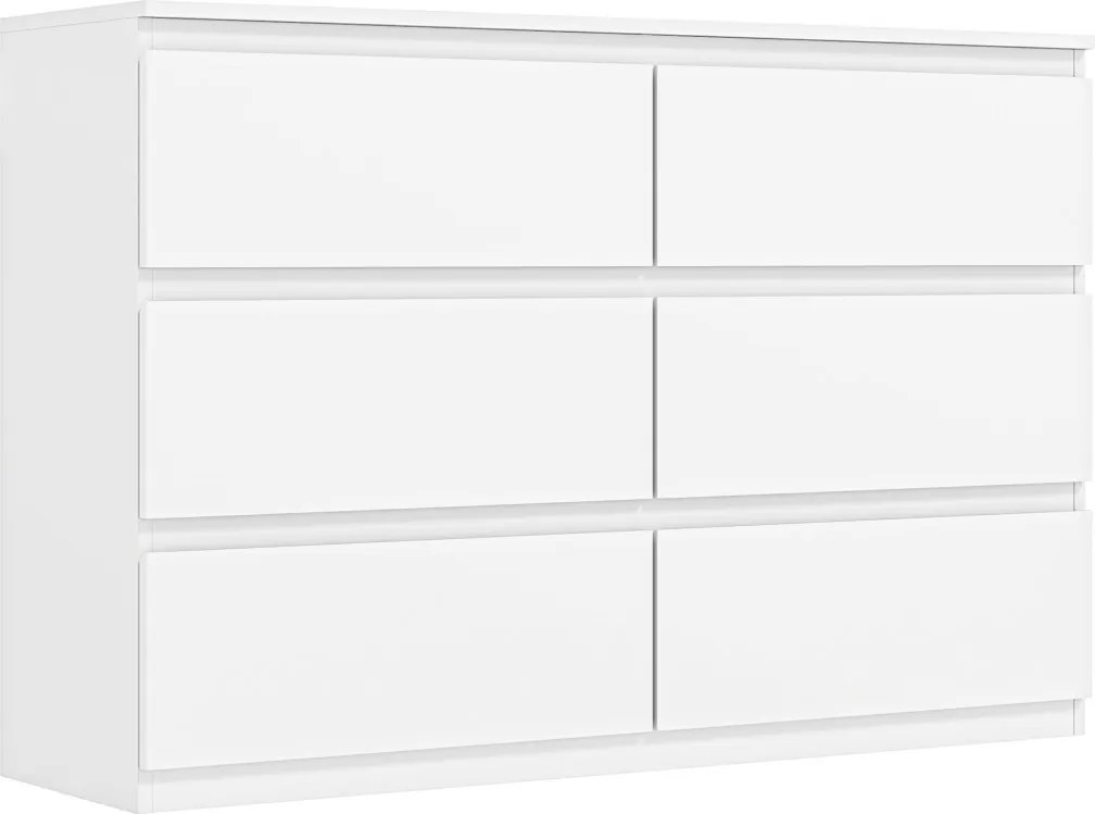 HOMCOM Fiókos komód 6 fiókos, modern tároló bútor hálószobába, forgácslap, fehér