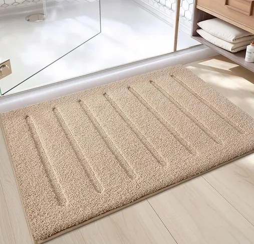 Fürdőszobaszőnyeg Csúszásgátló Mikroszálas Puha 61 x 110 cm Bézs