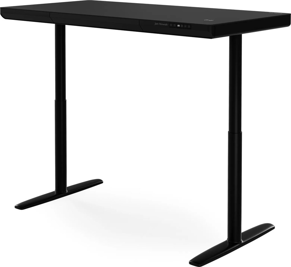 Elektromos ülő-álló íróasztal fiókkal és Qi vezeték nélküli töltővel fekete, 1400 mm: ELLIS