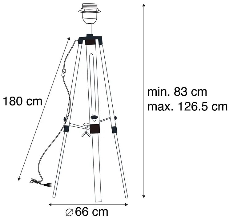Állólámpa fekete árnyékoló nélkül - Tripod
