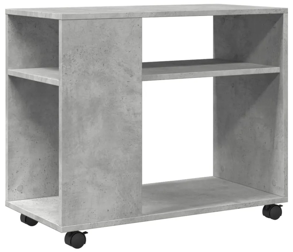 betonszürke szerelt fa kisasztal kerekekkel 70 x 35 x 60 cm