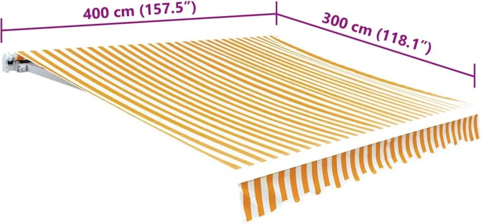 Sárga-fehér vászon napellenző tető 4 x 3 m (a váz nem tartozék)