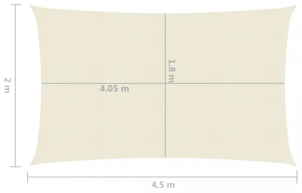 krémszínű HDPE napvitorla 160 g/m² 2 x 4,5 m