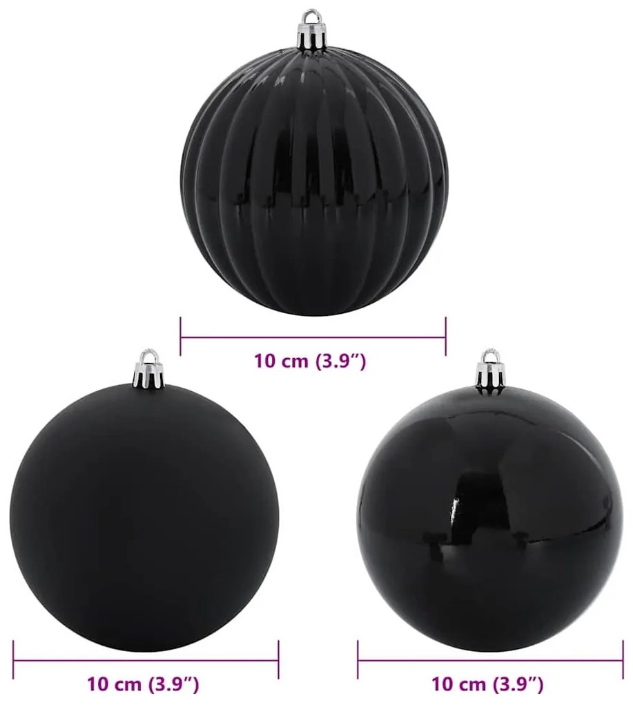 Karácsonyi Díszgömb Készlet 15 pcs Fekete