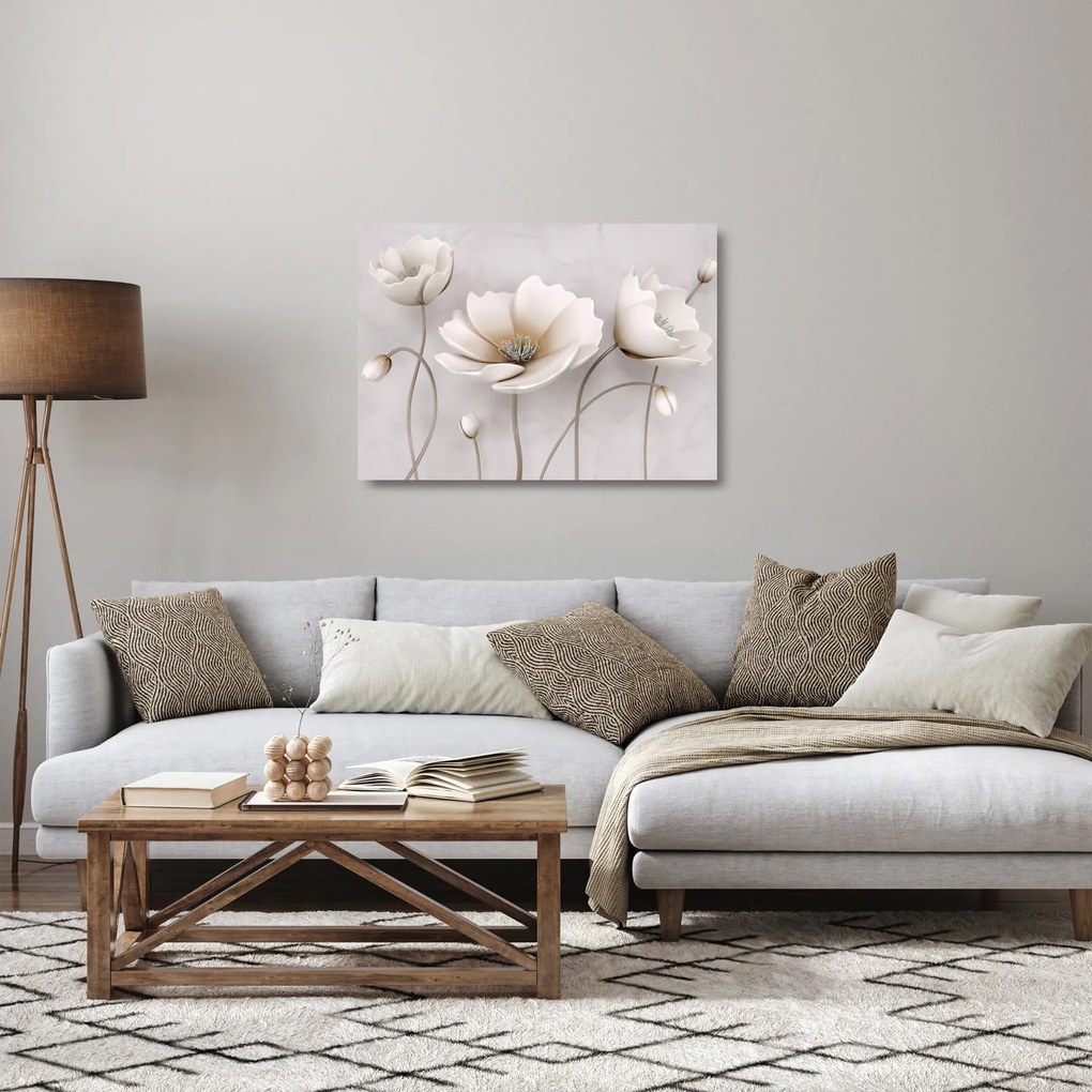 Fehér virágok képe (üvegen) (70x50 cm)