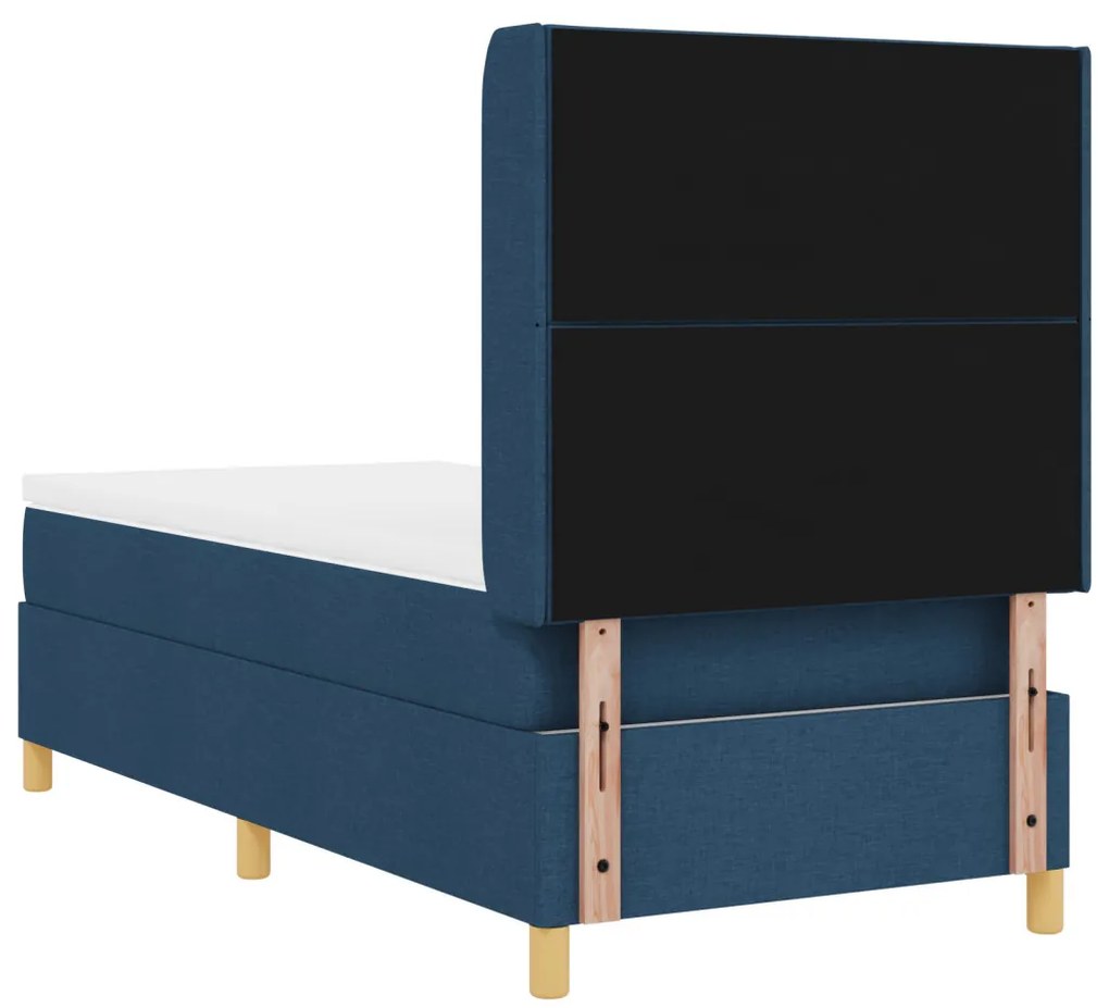 Boxspring Ágy Mattal és LED Kék 90x200 cm Szövet