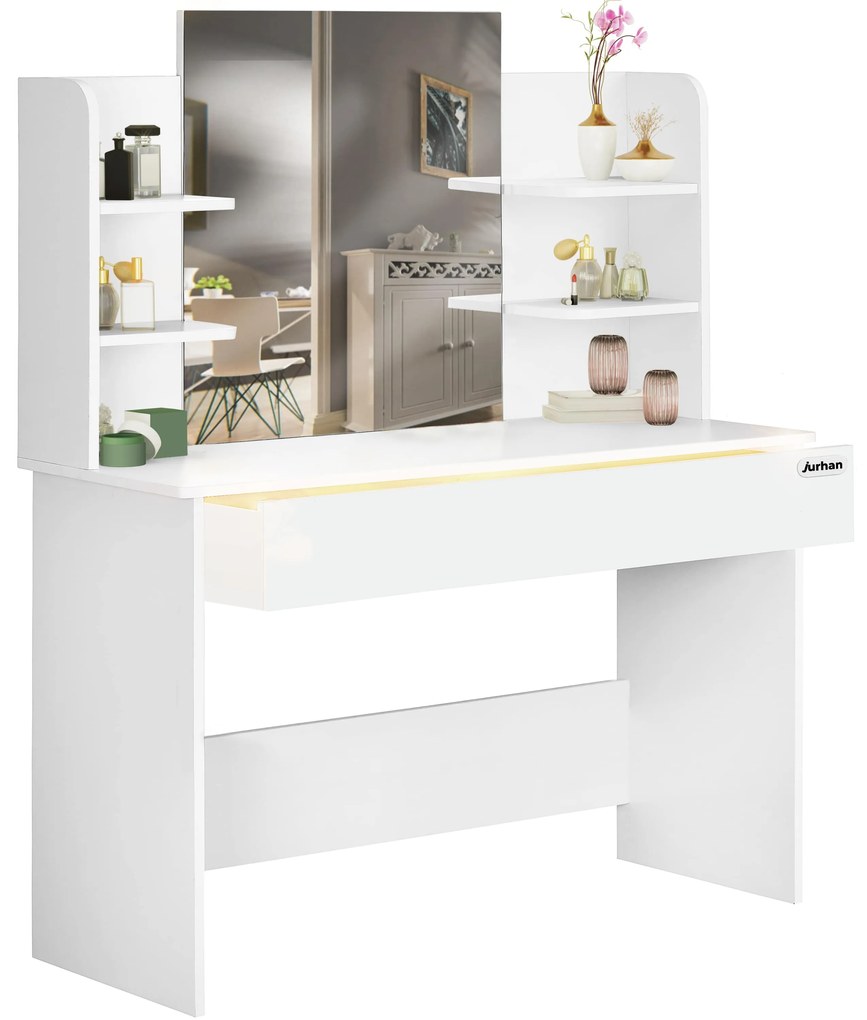 LUCIA fésülködőasztal, 108x40x140cm, fehér Casaria